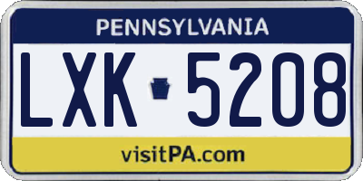 PA license plate LXK5208