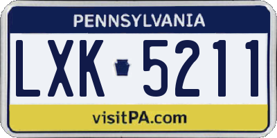 PA license plate LXK5211