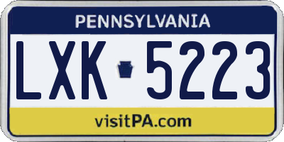 PA license plate LXK5223