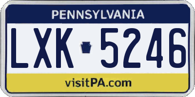 PA license plate LXK5246