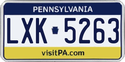 PA license plate LXK5263