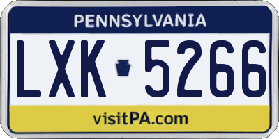 PA license plate LXK5266