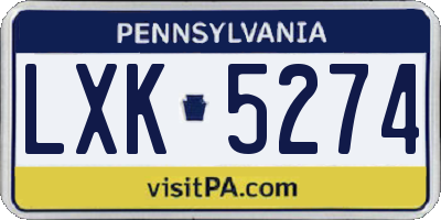 PA license plate LXK5274