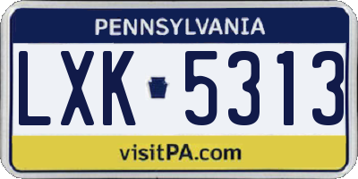 PA license plate LXK5313