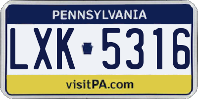 PA license plate LXK5316