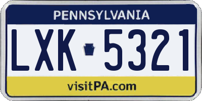 PA license plate LXK5321