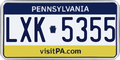 PA license plate LXK5355