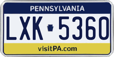 PA license plate LXK5360