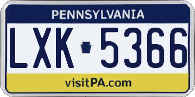 PA license plate LXK5366