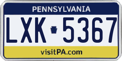 PA license plate LXK5367