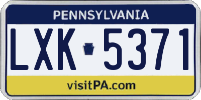 PA license plate LXK5371