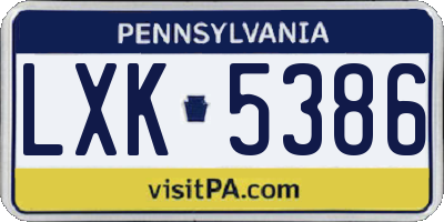 PA license plate LXK5386