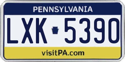 PA license plate LXK5390