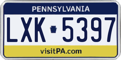 PA license plate LXK5397