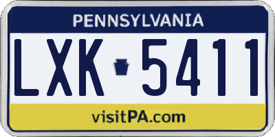 PA license plate LXK5411