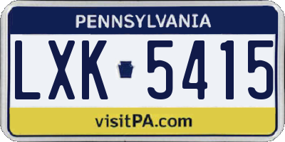 PA license plate LXK5415