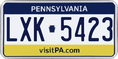 PA license plate LXK5423