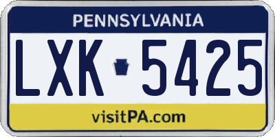 PA license plate LXK5425