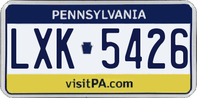 PA license plate LXK5426