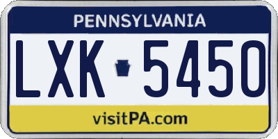 PA license plate LXK5450