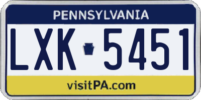 PA license plate LXK5451