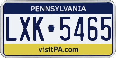 PA license plate LXK5465