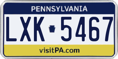 PA license plate LXK5467
