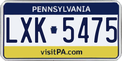 PA license plate LXK5475