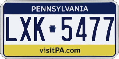 PA license plate LXK5477