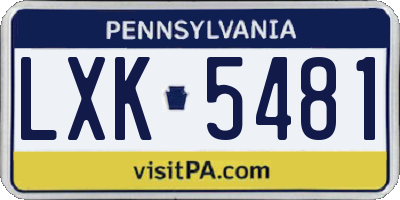 PA license plate LXK5481