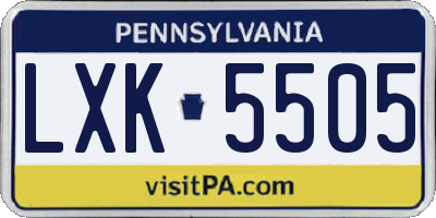 PA license plate LXK5505