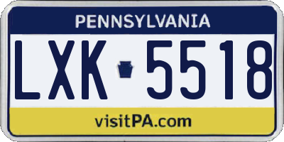 PA license plate LXK5518