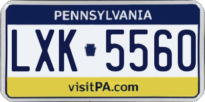 PA license plate LXK5560