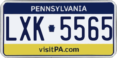 PA license plate LXK5565