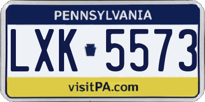 PA license plate LXK5573