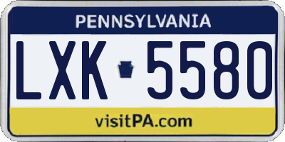 PA license plate LXK5580