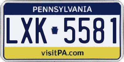 PA license plate LXK5581