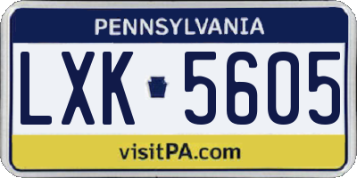 PA license plate LXK5605
