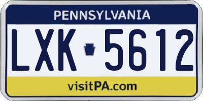 PA license plate LXK5612