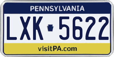 PA license plate LXK5622