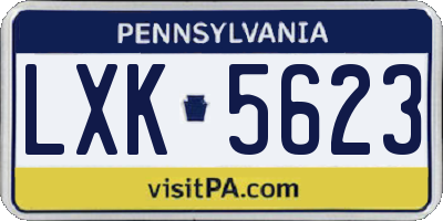 PA license plate LXK5623