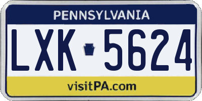 PA license plate LXK5624