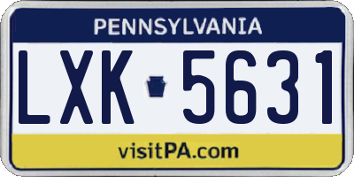 PA license plate LXK5631