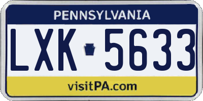 PA license plate LXK5633