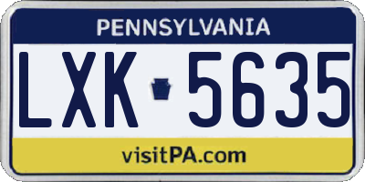 PA license plate LXK5635