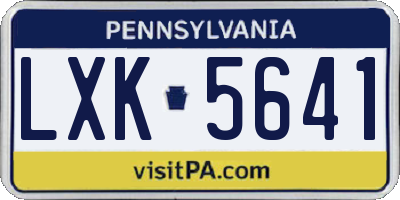 PA license plate LXK5641