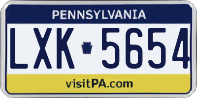 PA license plate LXK5654