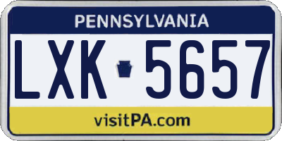 PA license plate LXK5657