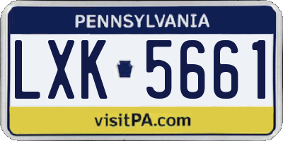 PA license plate LXK5661