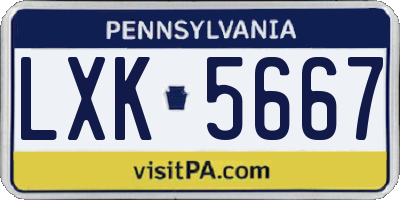 PA license plate LXK5667